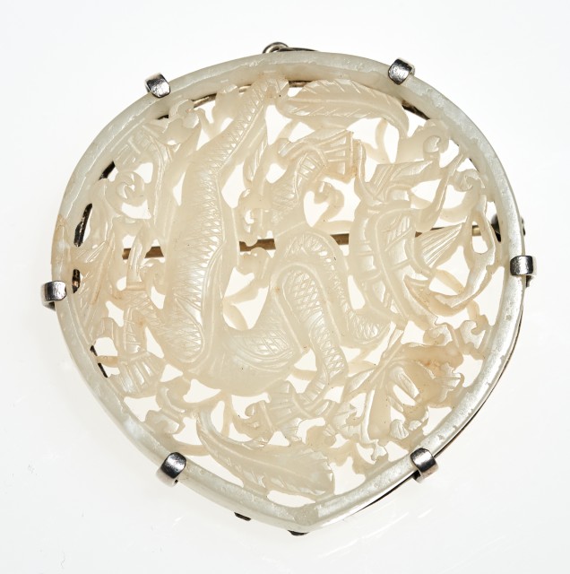 A Chinese White Jade Belt Plaque