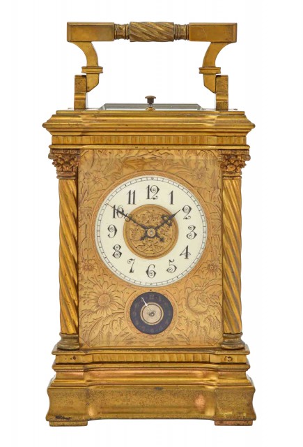 French Gilt-Bronze and Enamel Carriage Clock