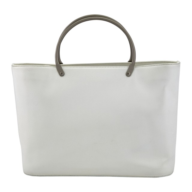 Chanel White Leather Top Handle Tote Bag