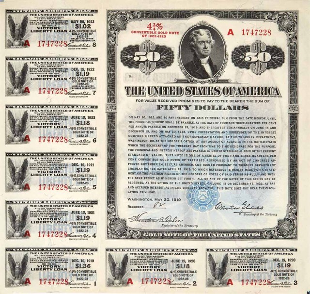 United States 1919 $50 Liberty Loan Savings Bond