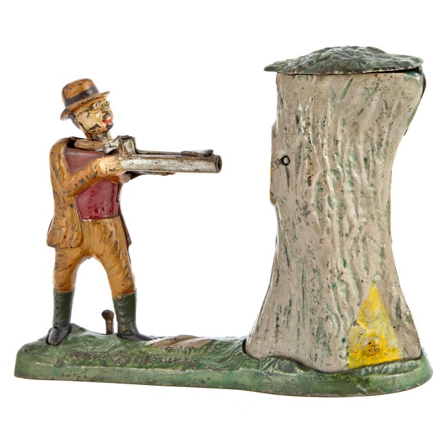 Teddy and the Bear Cast Iron Mechanical Bank