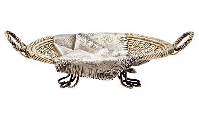 Russian Silver Trompe L'oeil Basket