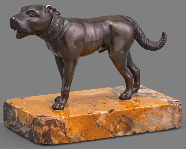 Bronze Figure of a Collared Dog