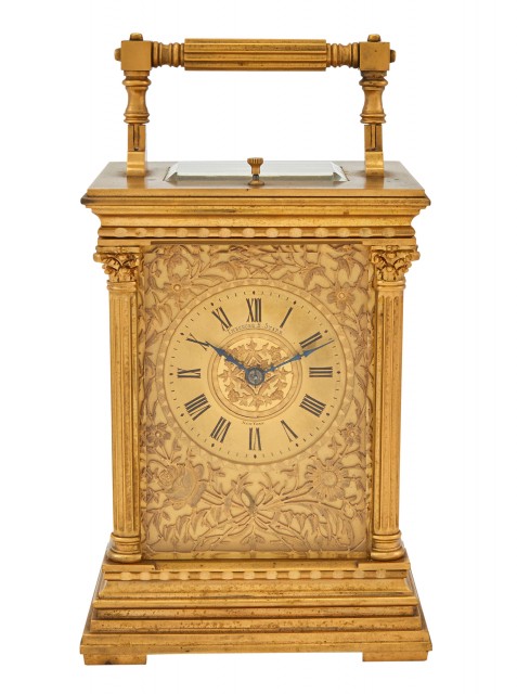 French Gilt-Bronze Carriage Clock
