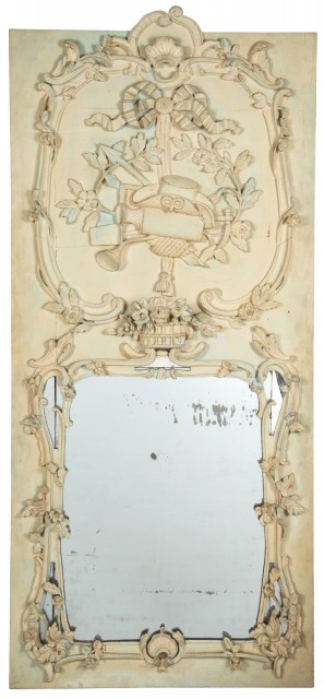 Louis XV Green-Painted Trumeau Mirror