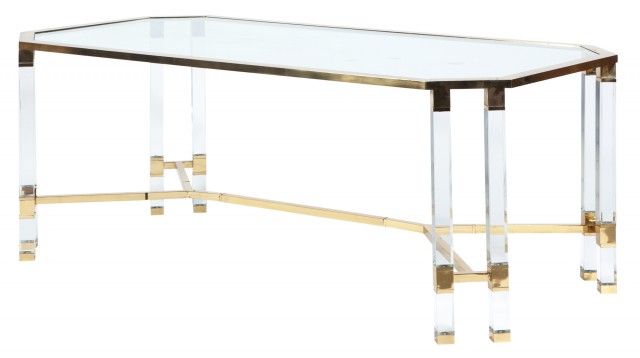 Lucite and Brass Dining Table