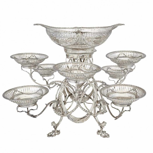 George III Sterling Silver Epergne, Emrick Romer, London, 1773 