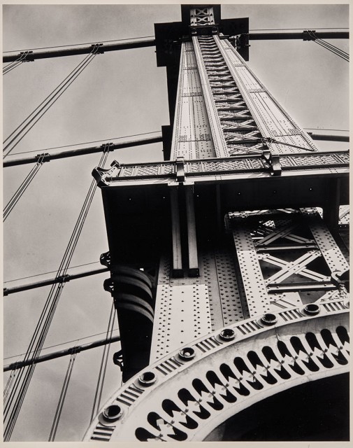 Berenice Abbott, Manhattan Bridge, looking up, 1936