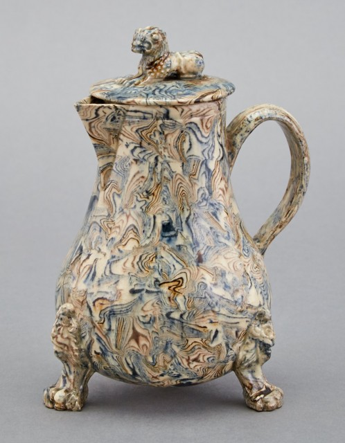 Staffordshire Solid Agateware Sparrow Beak Covered Milk Jug / Lot 578