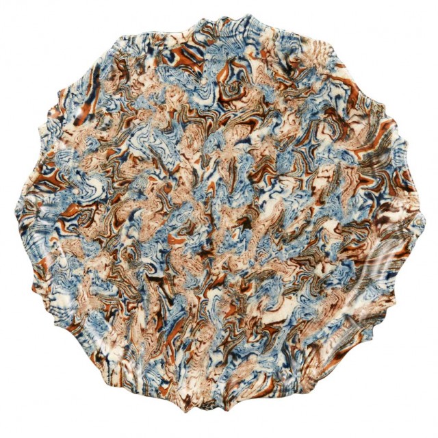 Staffordshire Solid Agateware Silver-Form Salver / Lot 583