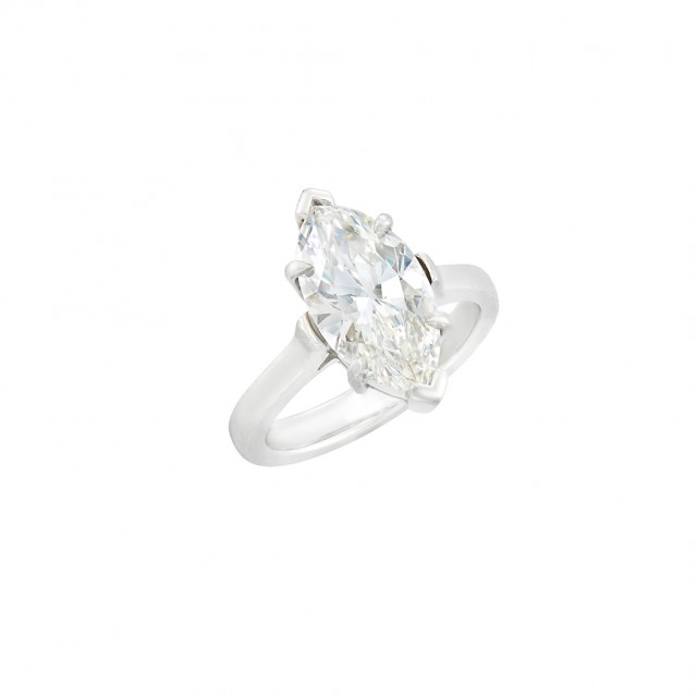 Tiffany and Co. Platinum and Diamond Ring, Marquise-shaped diamond approx. 2.55 cts., G color, VVS1 clarity, Potential.
