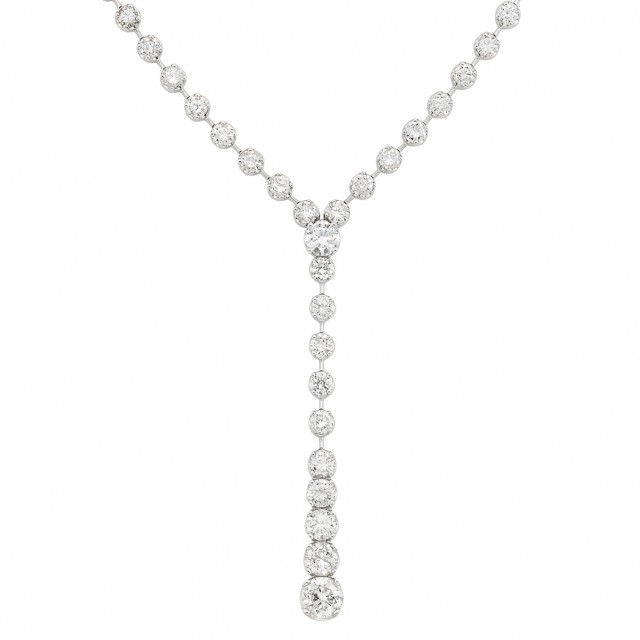 White Gold and Diamond Long Necklace. Est. $10,000-15,000. Auction May 22. Beverly Hills