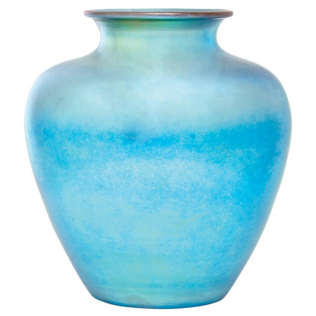 Carder Steuben Blue Aurene Glass Vase, Circa 1915