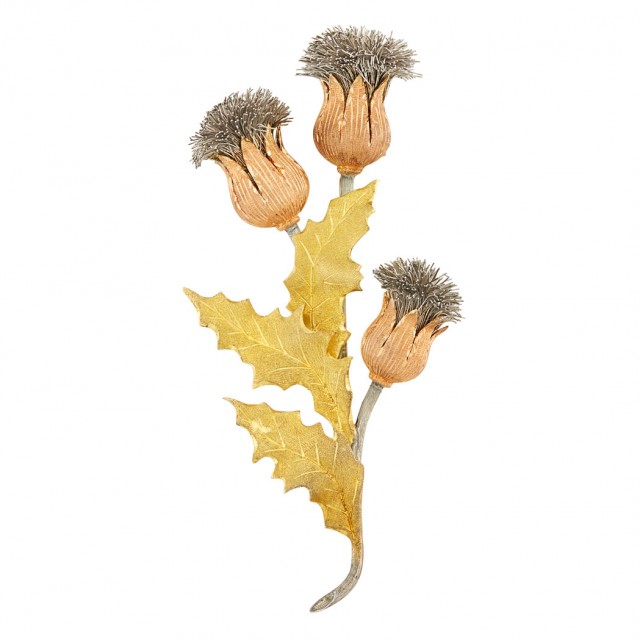 Two-Color Gold and Silver Thistle Clip-Brooch, Gianmaria Buccellati. Lot 274  