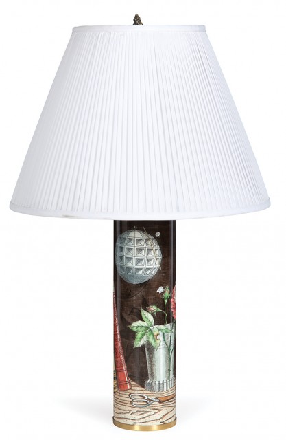 Piero Fornasetti Lithographic Transfer Printed Metal Metal Library Lamp. Estimate: $700-1,000. Lot 251 / Auction June 7