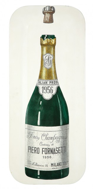 Piero Fornasetti Lithographic Transfer Printed Metal Champagne Tray. Estimate: $300-500. Lot 252 / Auction June 7