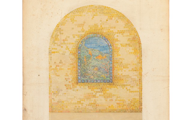 Sketch of the Tiffany Studios Favrile Glass Mosaic Panel (detail), circa 1915-22. The Collection of Allen Michaan.