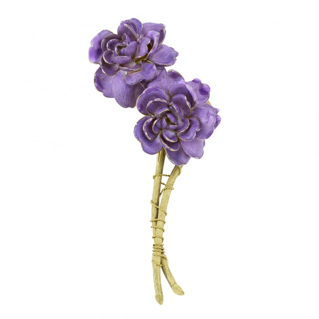 Antique Gold and Purple Enamel Flower Pin, Tiffany and Co., circa 1900.   