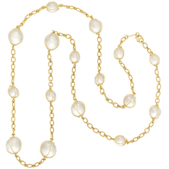 Lot 651. Long Gold and Rock Crystal Bead 'Bubbles' Chain Necklace, Verdura.  Est. $5,000-7,000