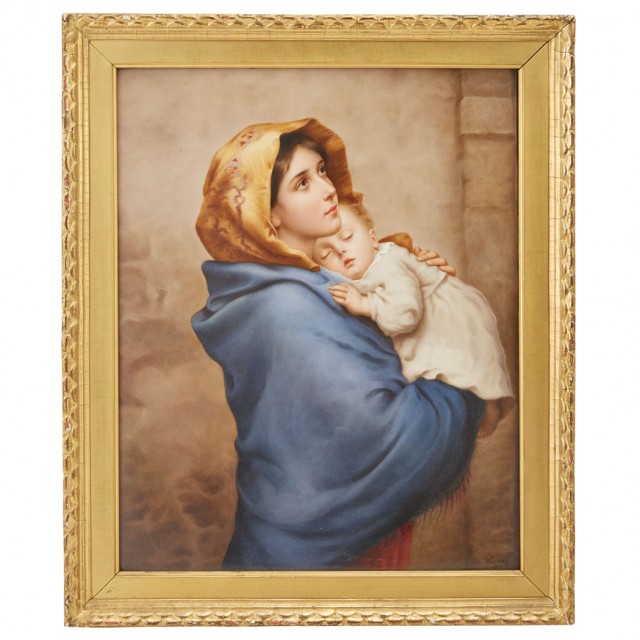 KPM Painted Porcelain Plaque of Madonna of the Streets, After Roberto Ferruzzi, late 19th/early 20th century. Sold for $7,500.