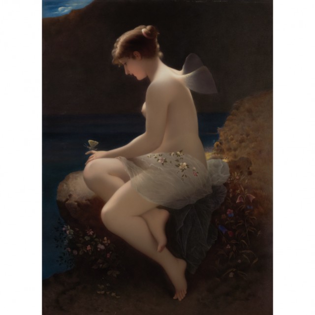 Framed KPM Painted Porcelain Plaque of Psyche, After Wilhelm Kray, late 19th/early 20th century. Sold for $37,500.