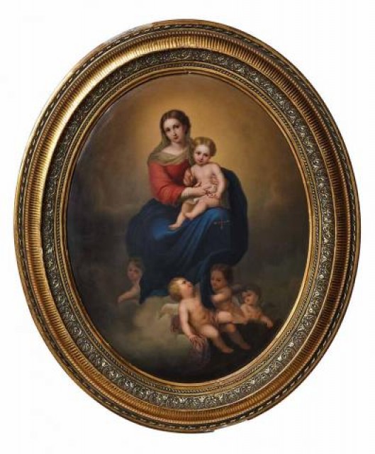 KPM Painted Porcelain Plaque of the Madonna of the Rosary, After Bartolome Estebar Munillo, late 19th/early 20th century. Sold for $3,750.