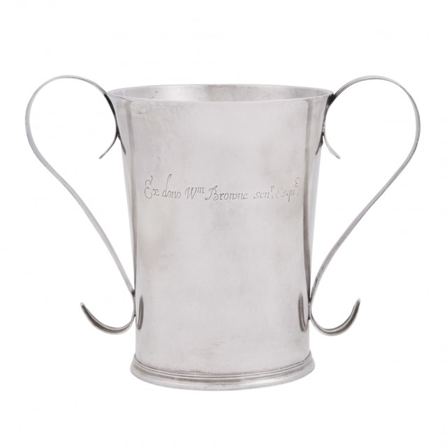 American Silver Two-Handled Cup, John Coney, Boston, circa 1687. Est. $10,000-15,000. Lot 177. Auction Oct 4