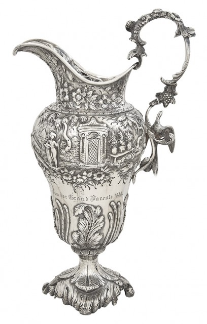 Samuel Kirk Silver Ewer, 1830-1846. Est. $2,000-3,000 