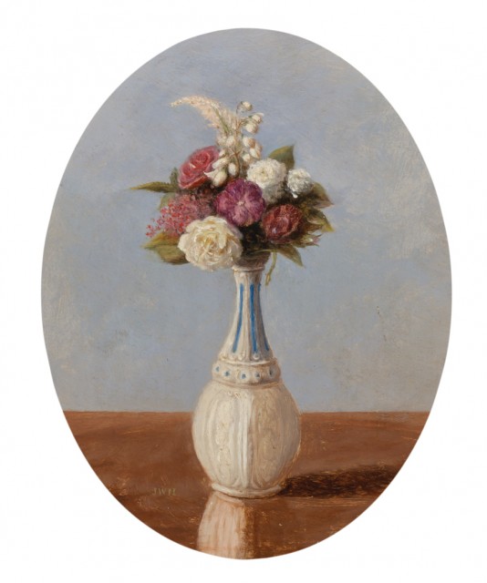 John William Hill (1812-1879), Flowers in a Milk Glass Vase. Est. $1,200-1,800. Lot 66. Auction Oct 4 