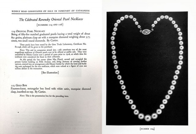 Lot 114. The pearls were offered as two lots in the sale.