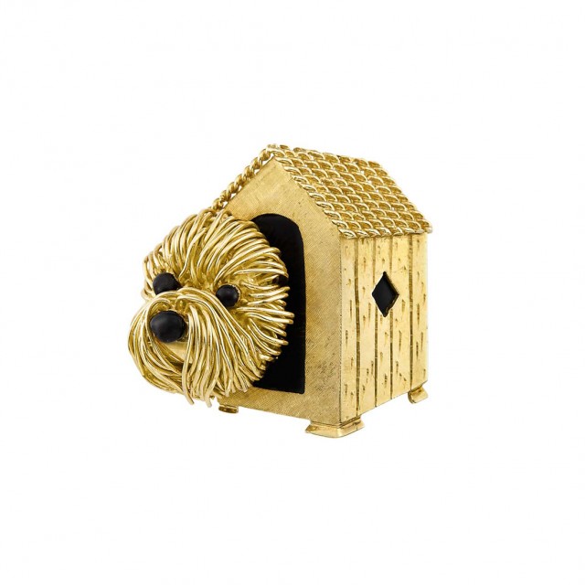 Gold and Black Enamel Brooch, Van Cleef and Arpels. Sold for $11,250.