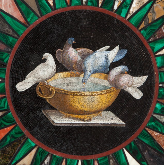 Detail of Italian Neoclassical Micro Mosaic and Specimen Marble Table Top, First quarter of the 19th century, Diameter 43 1/4. Estimate:$12,000-18,000. Lot 307. Auction Oct 25.