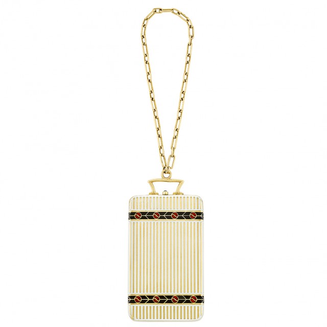 Gold and Enamel Minaudière, Van Cleef and Arpels, Paris, circa 1920. Est. $5,000-7,000. Lot 327. Auction Dec 13