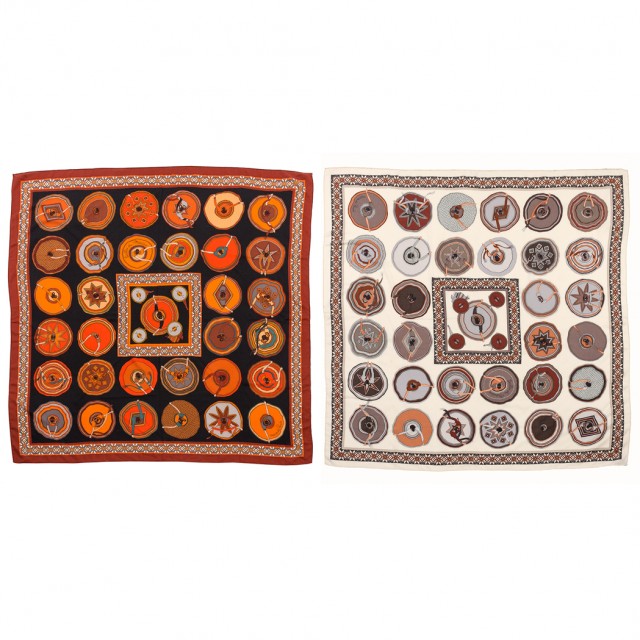 Two Cashmere and Silk 'Belles du Mexique' Scarves, Virginie Jamin, Hermès, Paris. Est. $600-800. Lot 702. Auction Feb 21
