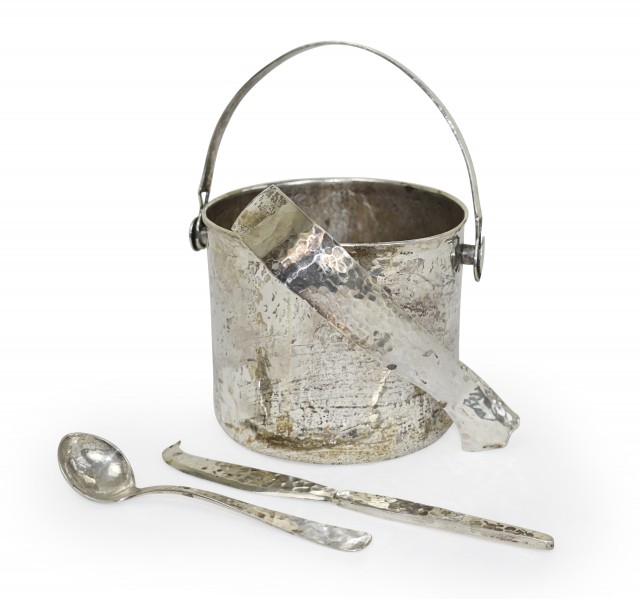 Lot 81. Hand Hammered Sterling Ice Bucket Set