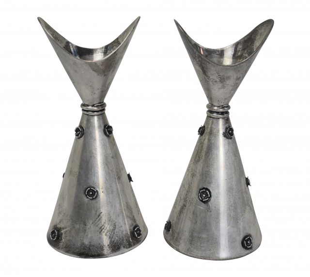 Lot 62. Pair of Comuso Sterling Candlesticks