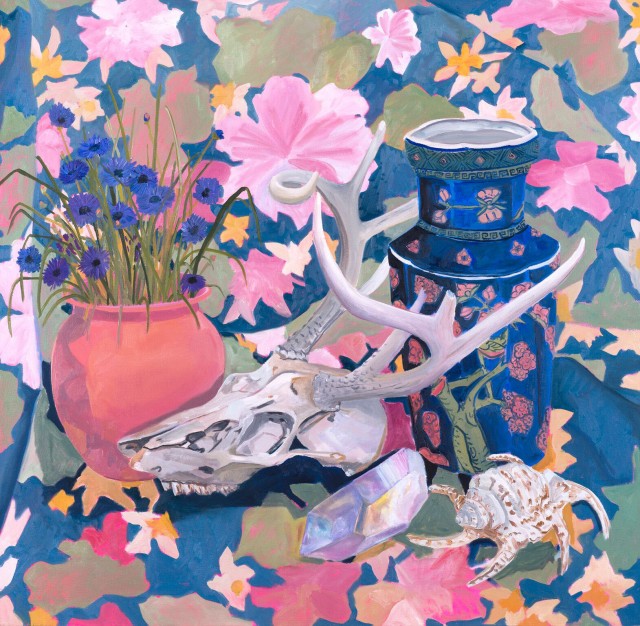 Anna Valdez, Deer Skull with Blue Vase
