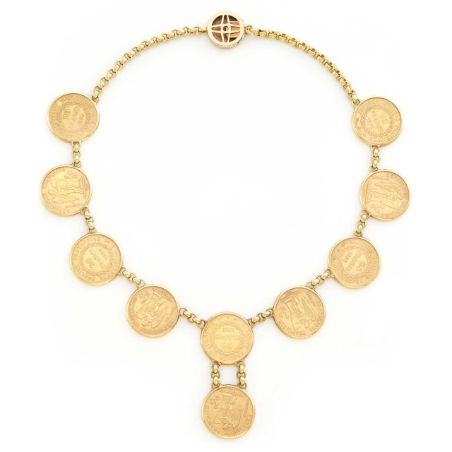 Lot 2015. Gold Coin Necklace. Est. $2,000-3,000.