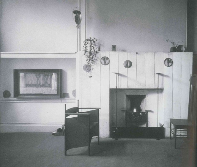 Mackintosh's Studio Flat, circa 1900, showing one of the chairs.