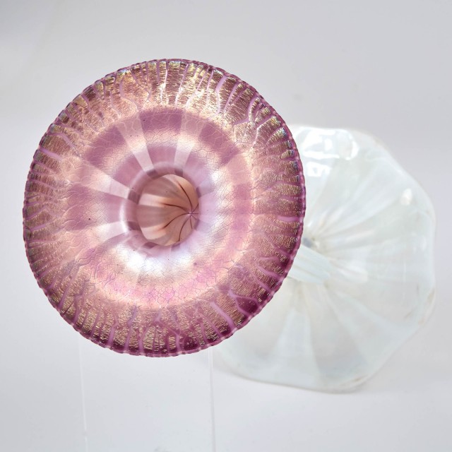 Pair of Tiffany Pastel and Opalescent Favrile Glass Candlesticks. Lot 496. Auction Dec 5, 2018