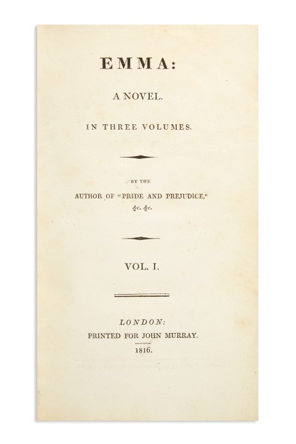 Emma, 1816, first edition. Lot 228.