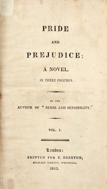 Pride and Prejudice, 1813. first edition. Lot 227.