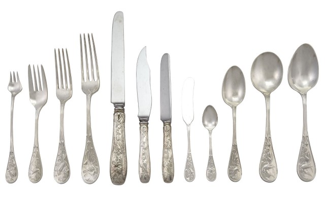 Tiffany and Co. Sterling Silver Audubon Pattern Flatware Service. Est. $4,000-6,000. Lot 168. Auction ends April 21.