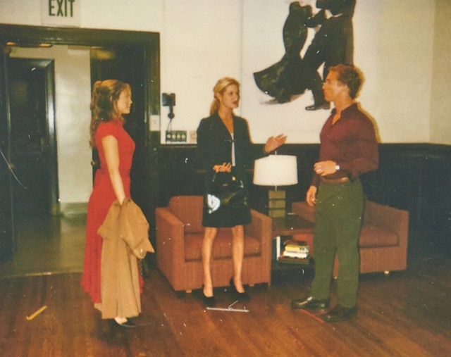 Jennifer Lopez in the red dress on set of The Wedding Planner