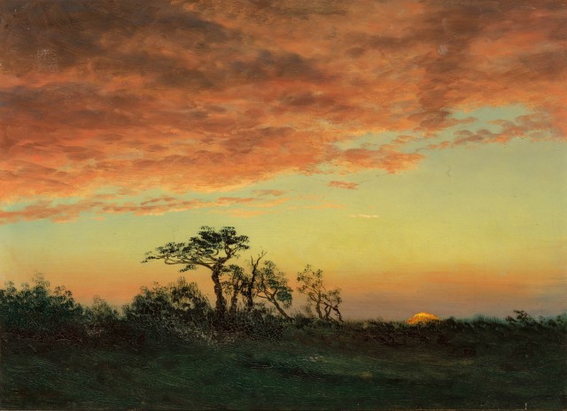 Albert Bierstadt (1830-1902), Sunset over the Trees. Est. $30,000-50,000. American Paintings, Furniture and Decorative Arts. Auction ends April 22.