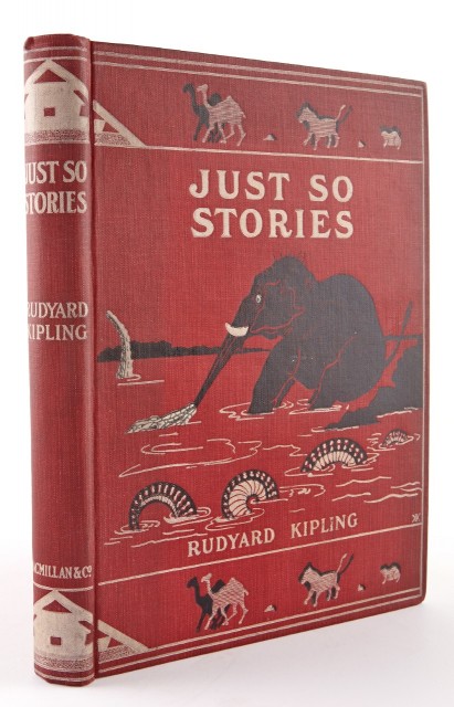 Rudyard Kipling, Just So Stories. London: Macmillan and Company, 1902. First edition. Lot 81. Auction closes April 15.