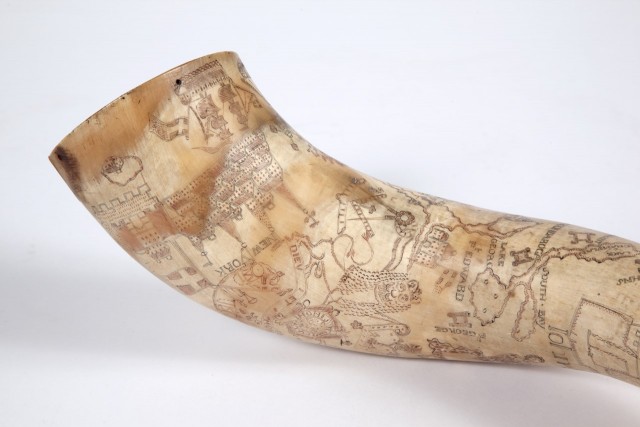 Engraved Powder Horn, French and Indian War, mid-18th century. Est. $5,000-8,000. Lot 235. Auction April 22.