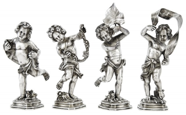 Set of Four Buccellati Sterling Silver Figures of the Four Seasons. Est. $2,000-4,000. Lot 1055. Auction June 3.