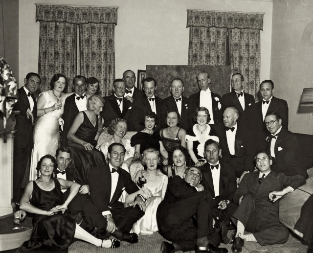 Irma and Rube Goldberg on their 15th wedding anniversary, with George Gershwin, Groucho Marx and other notable New Yorkers. October 17, 1931. (Irma is wearing a bracelet, lot 123 from the Oct. 1, 2020 auction)