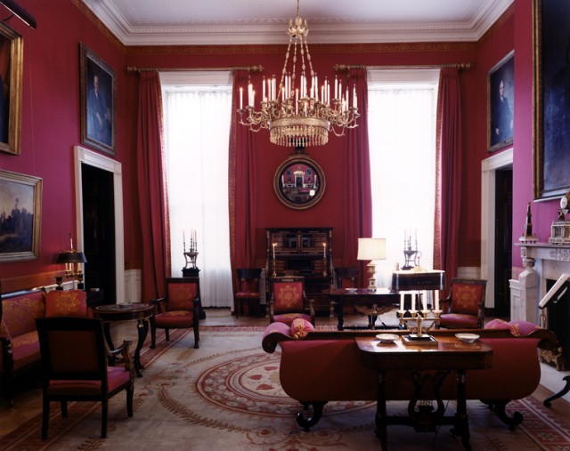 The Red Room in the White House designed by Maison Jansen